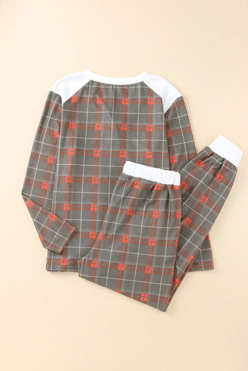 Plaid brushed 2pcs loungewear set