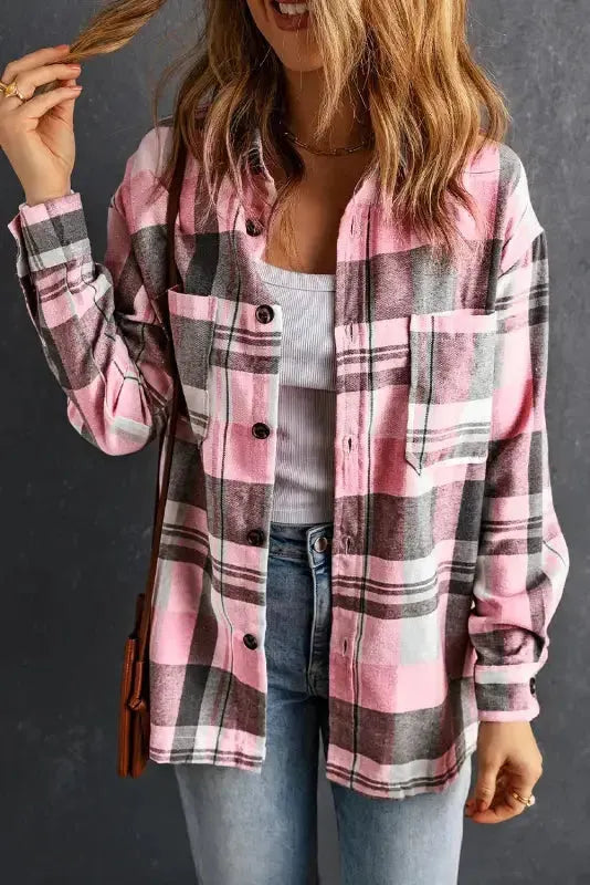 Plaid Button-Up Patch Pocket Shirt - Fashionfitz