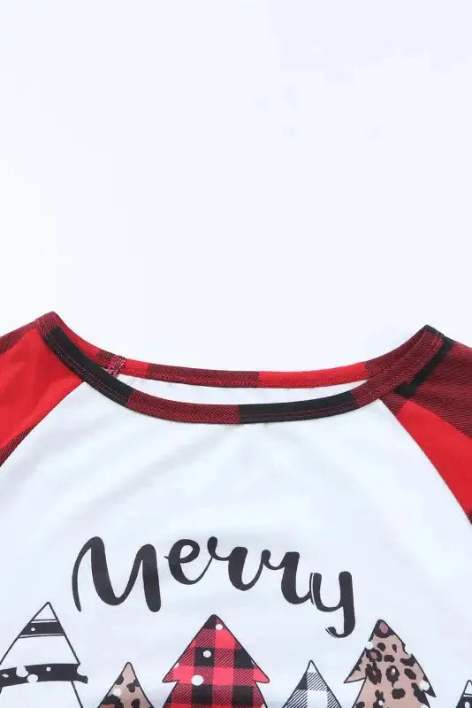 Red plaid merry christmas graphic loungewear set