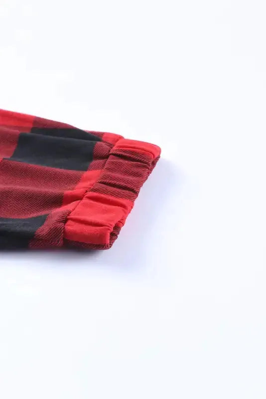 Red plaid merry christmas graphic loungewear set