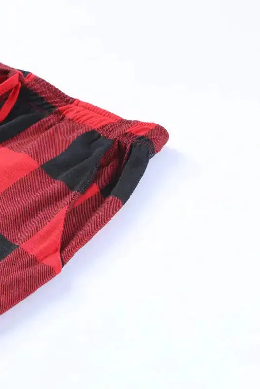 Red plaid merry christmas graphic loungewear set