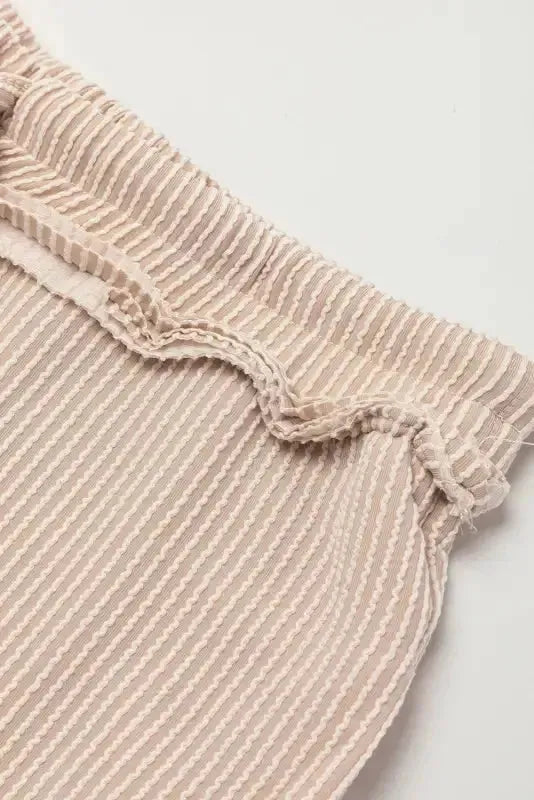 Ribbed Tee and Pants Two-piece Outfit - Fashionfitz