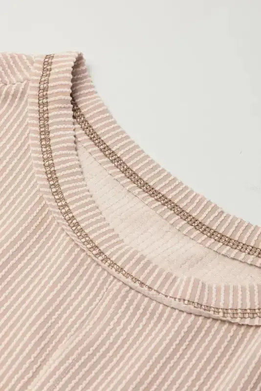 Ribbed Tee and Pants Two-piece Outfit - Fashionfitz