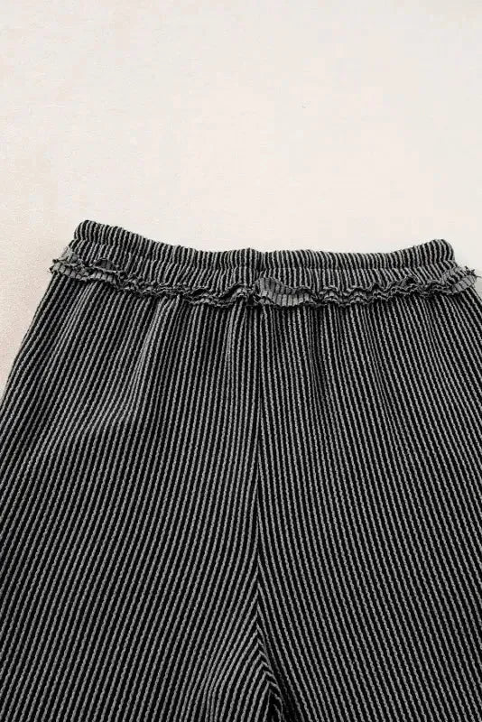 Ribbed Tee and Pants Two-piece Outfit - Fashionfitz
