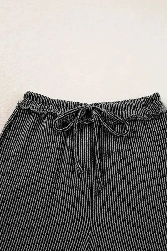 Ribbed Tee and Pants Two-piece Outfit - Fashionfitz