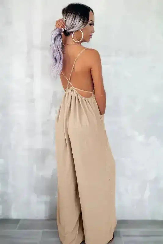 Riviera Wide Leg Jumpsuit with Pockets - Fashionfitz