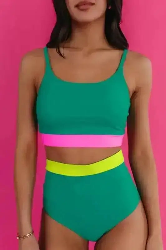 High Waisted Swimsuit Sea Green High Waist Bikini