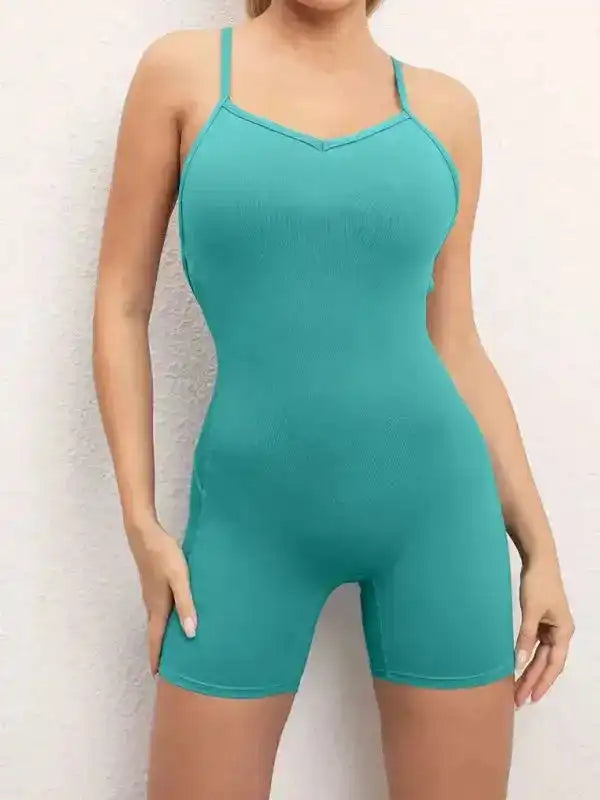 Sexy buttocks yoga pants sports one-piece fitness pants open back cross jumpsuit - Fashionfitz