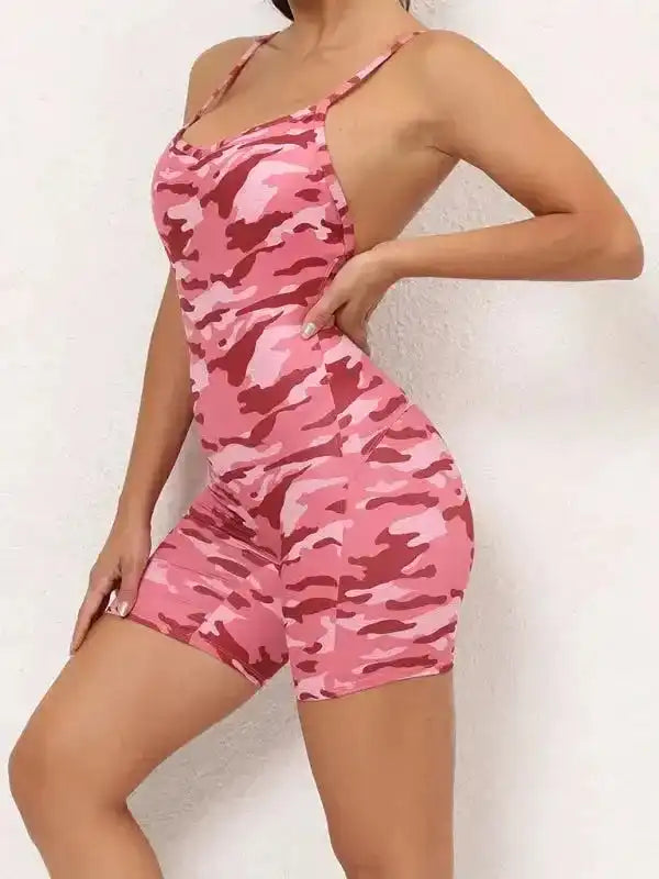 Sexy buttocks yoga pants sports one-piece fitness pants open back cross jumpsuit - Fashionfitz