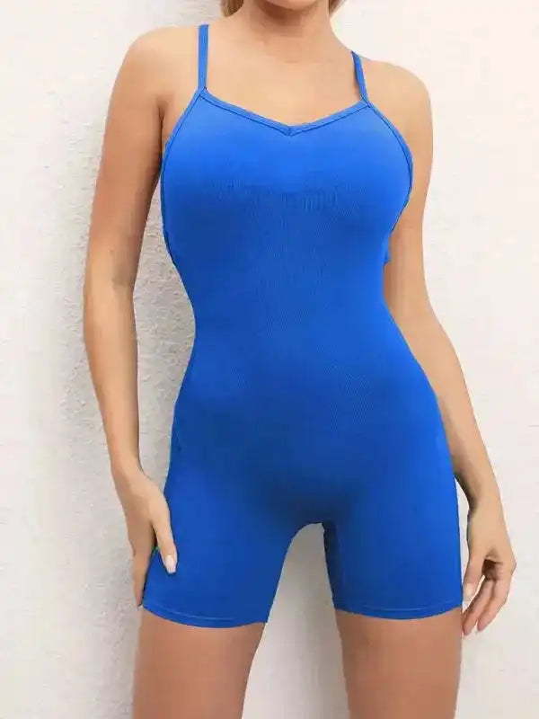 Sexy buttocks yoga pants sports one-piece fitness pants open back cross jumpsuit - Fashionfitz