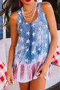 Shift Tank Top - Blue Vintage Washed Flag Print - Fashionfitz