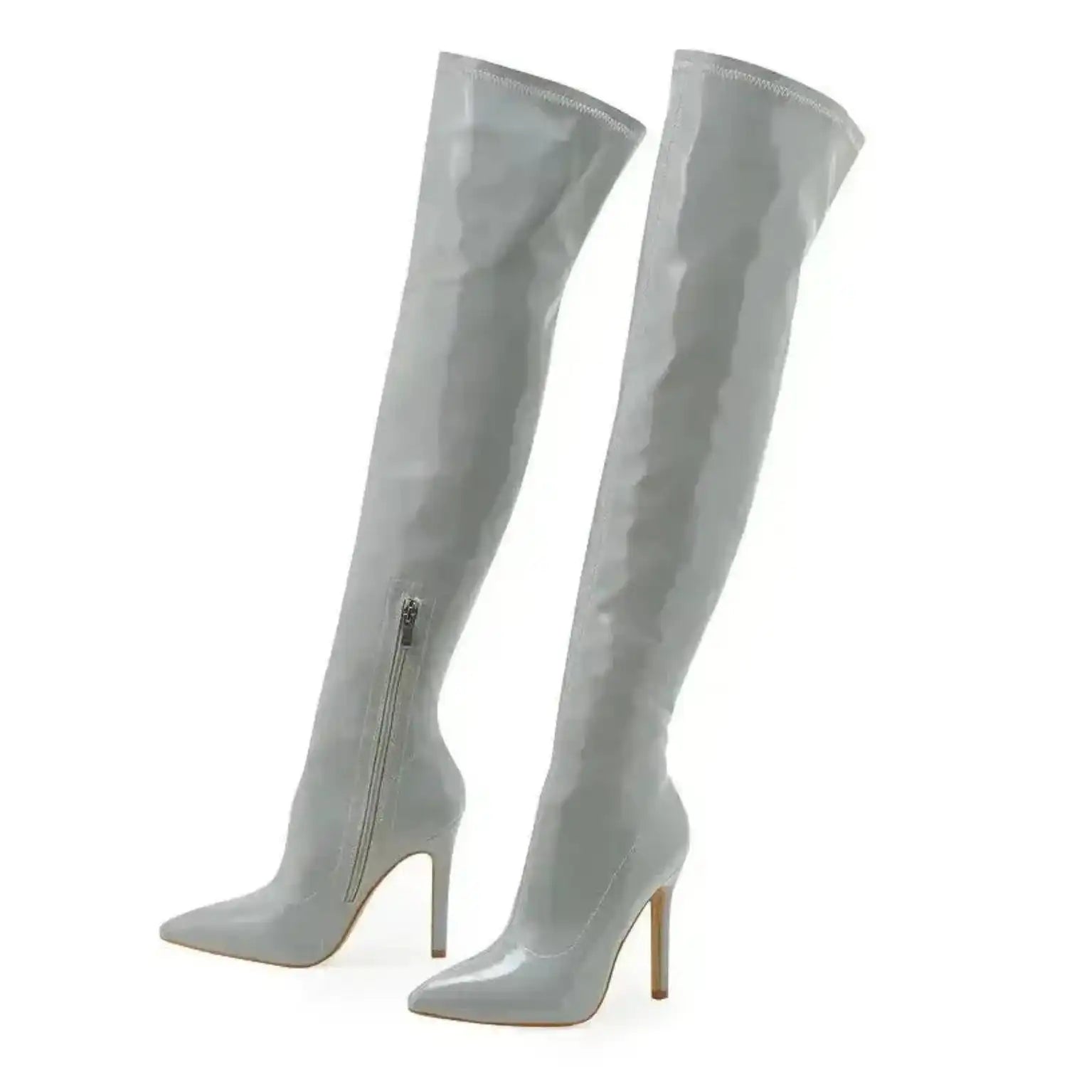 Shiny Stiletto High Heels Over-the-Knee Boots - Fashionfitz