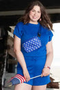 Dark blue plus size shorts two piece outfit front view — Fashionfitz UK