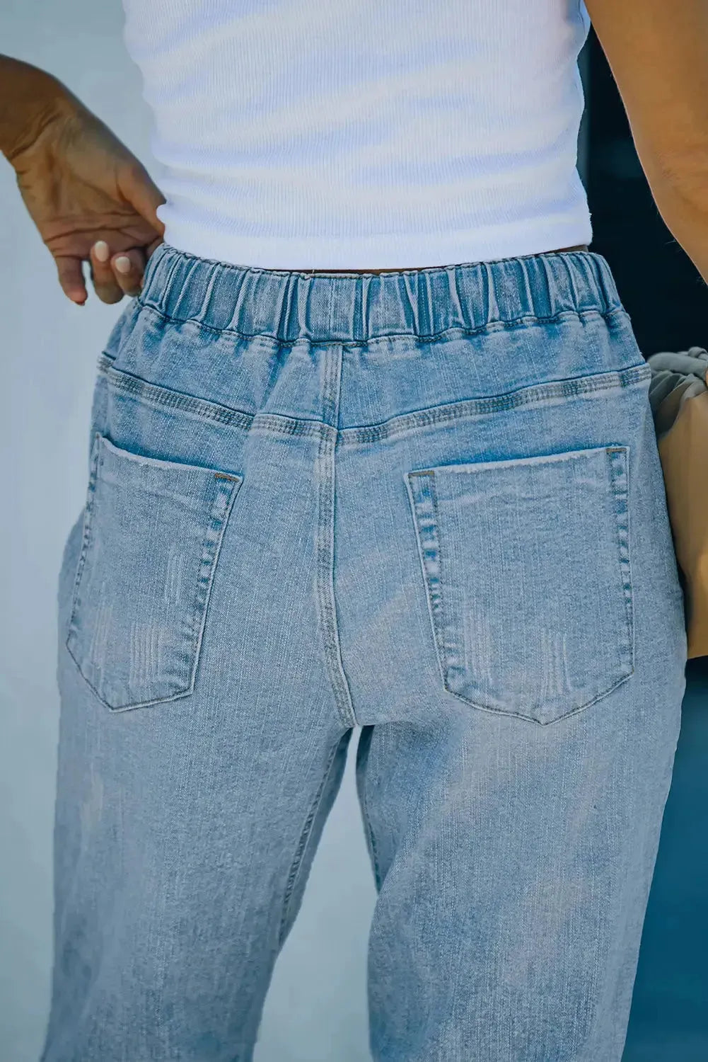 Distressed Denim Joggers - Fashionfitz