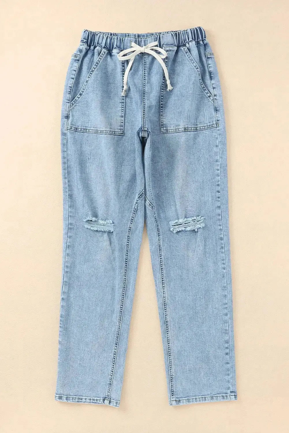 Distressed Denim Joggers - Fashionfitz