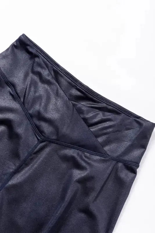 Sleek Leather Leggings - Crossed Dip Waist - Fashionfitz