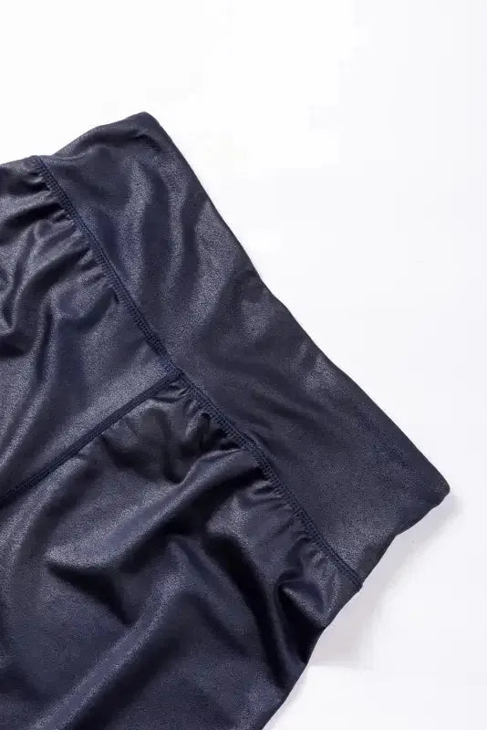Sleek Leather Leggings - Crossed Dip Waist - Fashionfitz