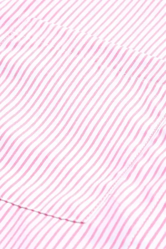 Smocked Cuff Striped Boyfriend Shirt - Fashionfitz