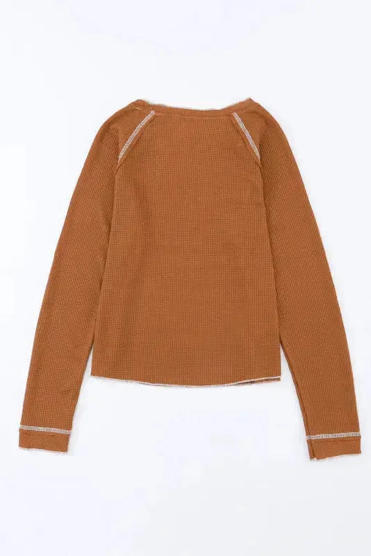 Textured Round Neck Long Sleeve Top - Fashionfitz