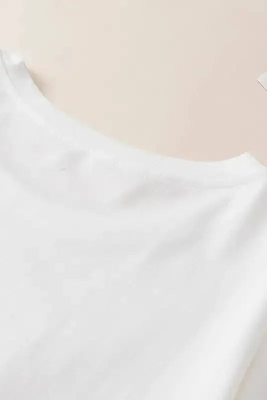 White Colorblock Star Patched Half Sleeve Oversized Tee - Fashionfitz