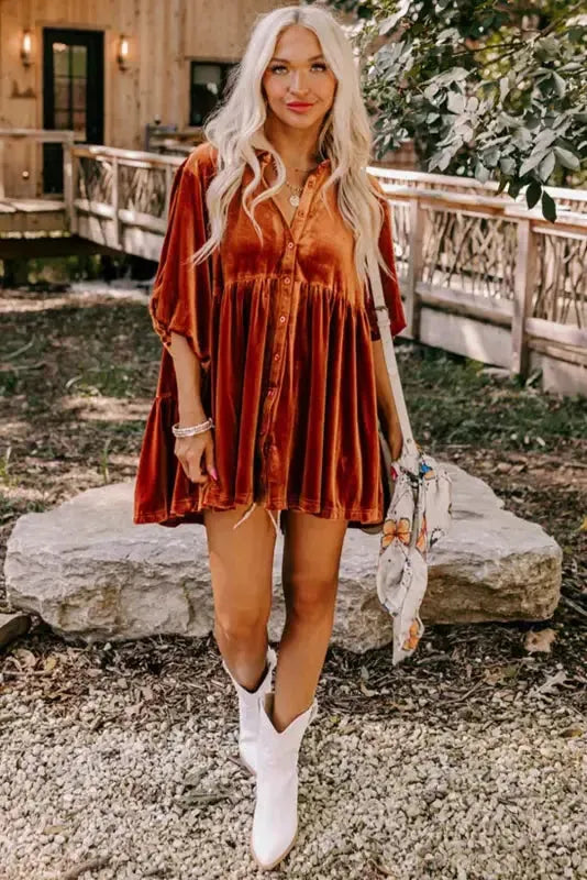 Tunic Babydoll Velvet Shirt - Fashionfitz