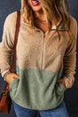 Two-tone half zip fleece sweatshirt front view — Fashionfitz UK