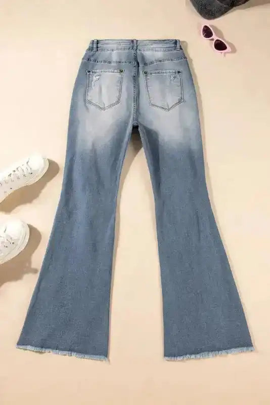 Vintage Ripped Raw Edge Flare Jeans - Fashionfitz