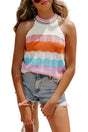 Wavy Striped Knit Tank Top - Fashionfitz