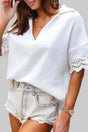 White Crinkled Lace Blouse - Fashionfitz