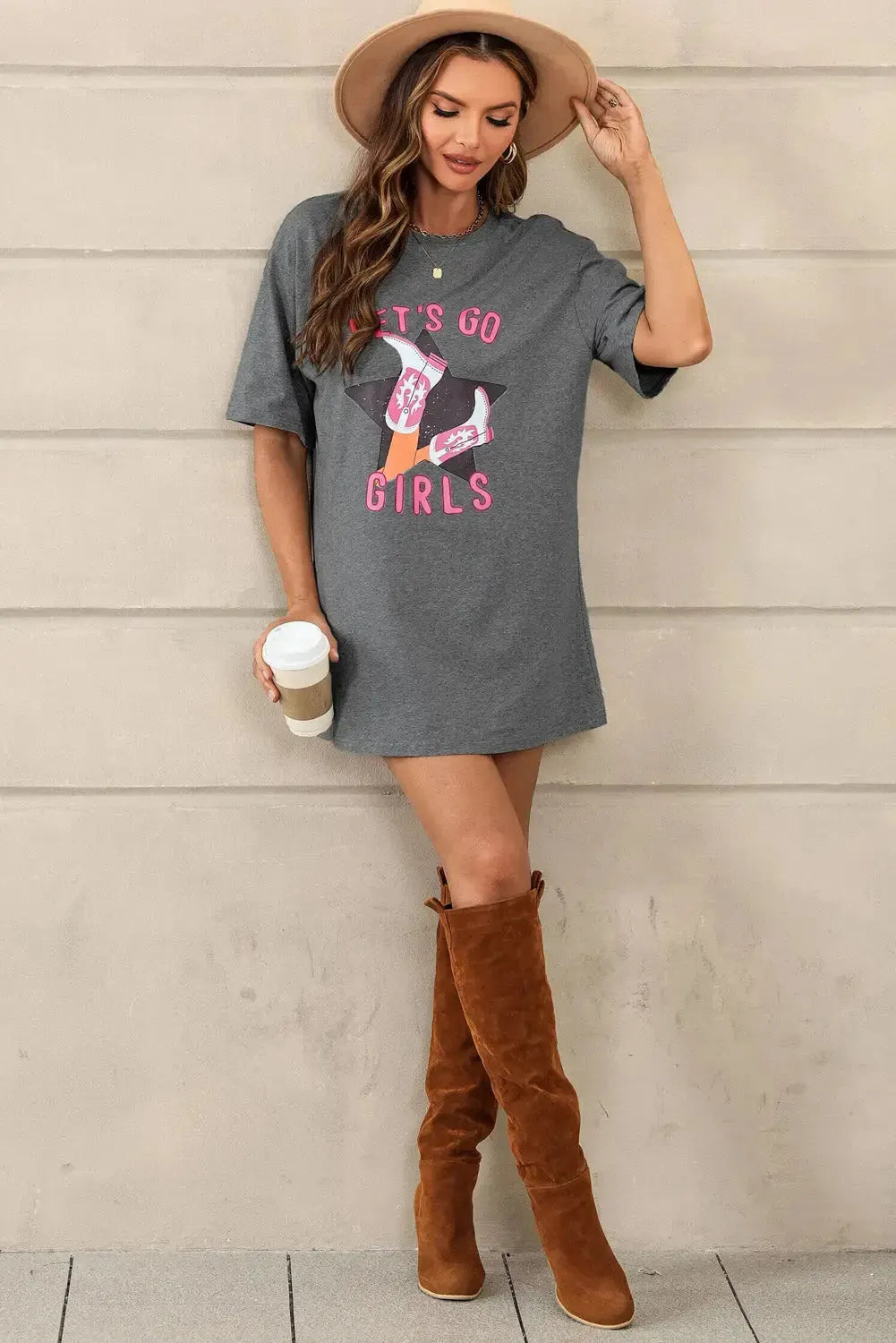 White lets go girls western graphic tee