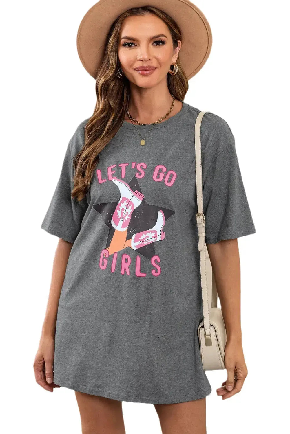 White lets go girls western graphic tee