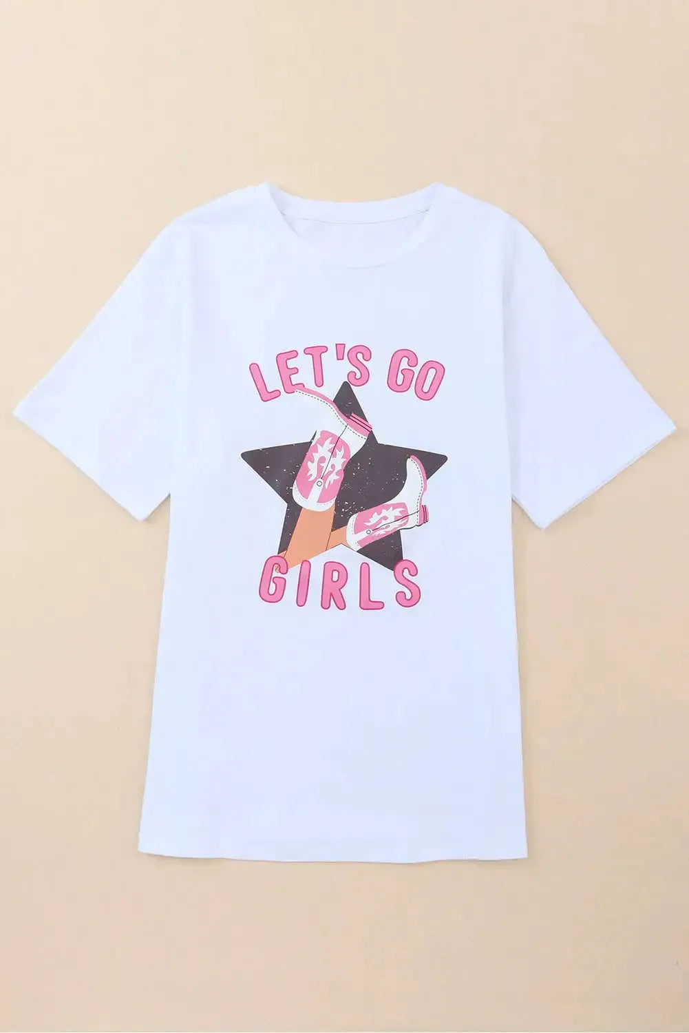 White lets go girls western graphic tee