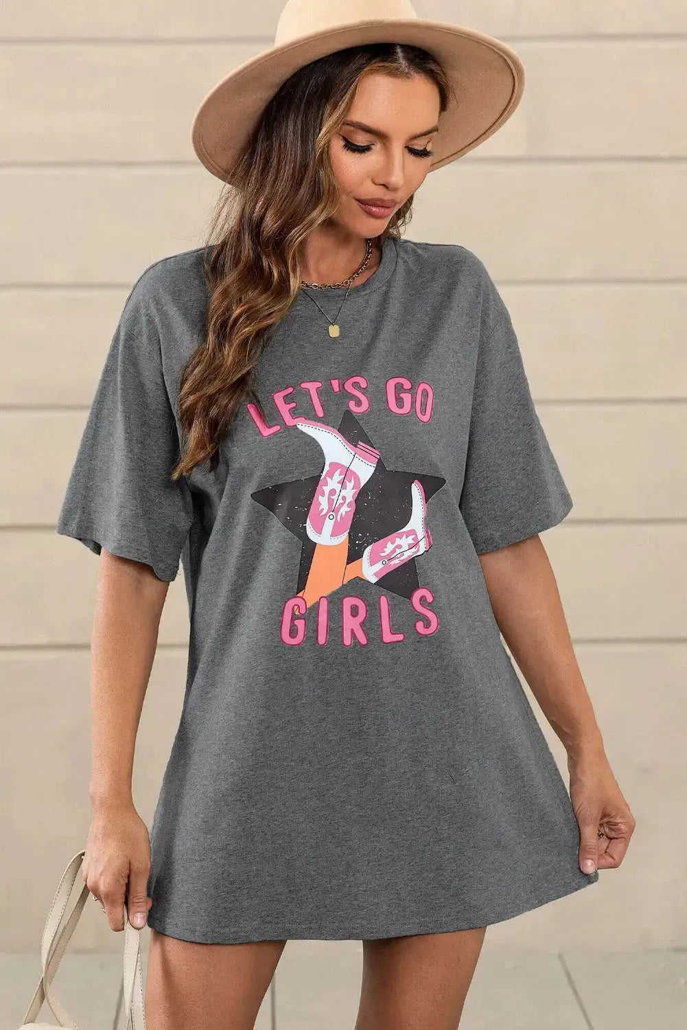 White lets go girls western graphic tee