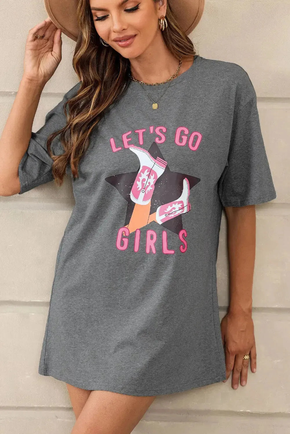 White lets go girls western graphic tee