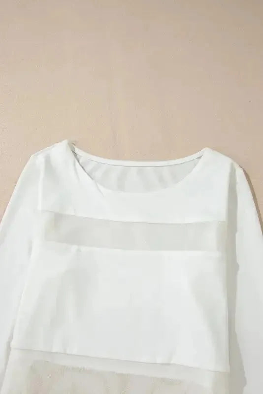 White Mesh Patchwork Bodysuit - Fashionfitz