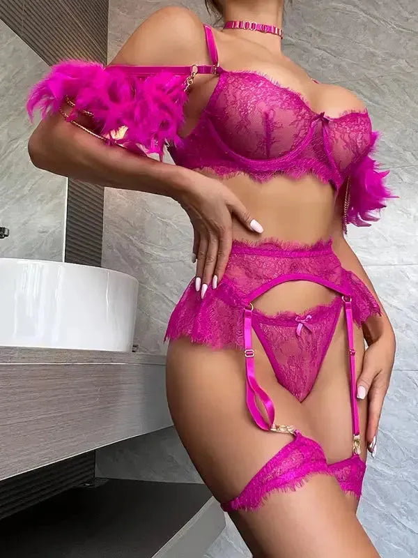 Worth Flying 3 Piece Garter Sets - Lingerie - Fashionfitz