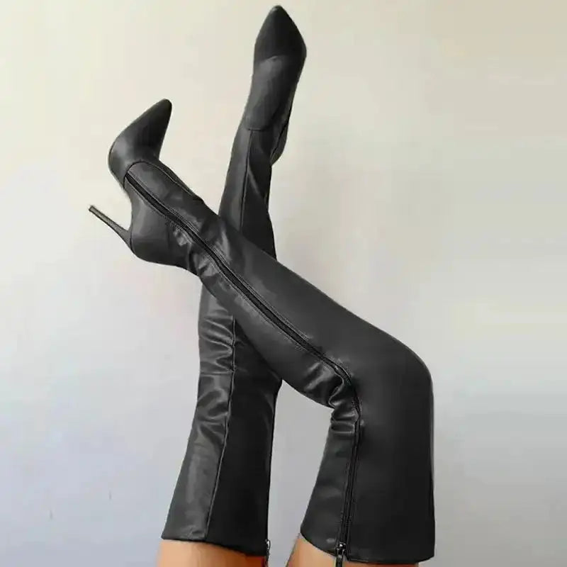 Zipper High Heels Over The Knee Boots - Fashionfitz