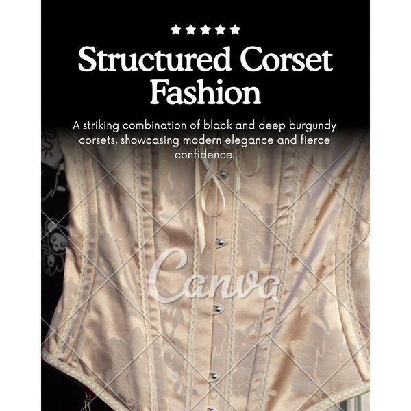 Corset tops UK 2026 — structured fashion editorial Canva image