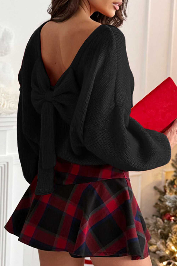 Featured image for The Allure of the Festive Bow-Back Backless Jumper: A Style Journey