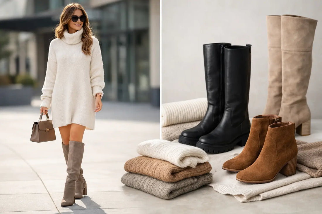 Sweater Dress Outfit With Boots Ideas
