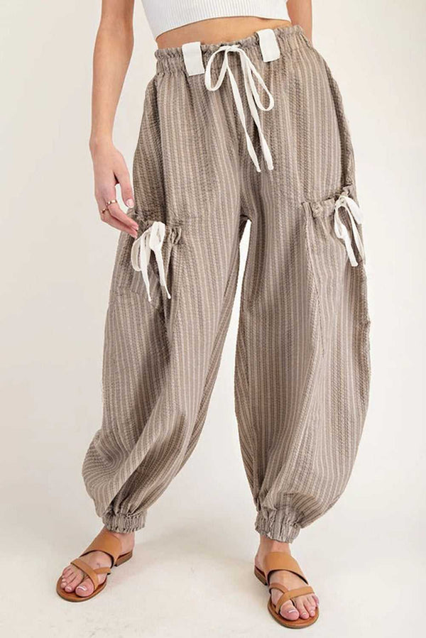 Featured image for In-Depth Review of Brown Stripe Cargo Joggers - Drawstring Waist