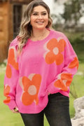 Best plus size dresses and tops women UK 2026 — plus size floral drop shoulder sweater | Fashionfitz