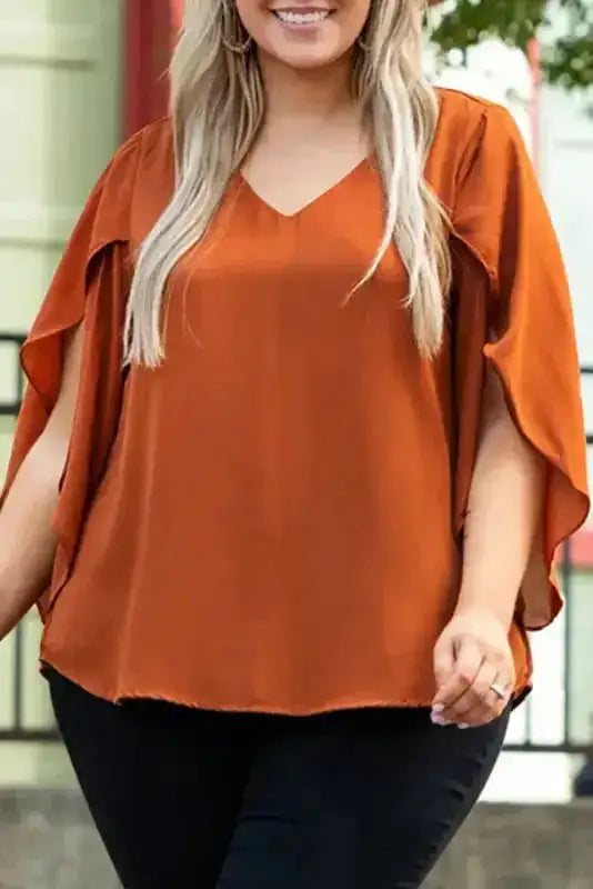 Featured image for Gold Flame V-Neck Blouse Review: Wrapped Sleeves & Plus Size Fit