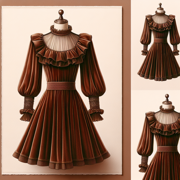 Featured image for Chestnut Velvet Swing Dress Review – Frilled Neck & Gigot Sleeves