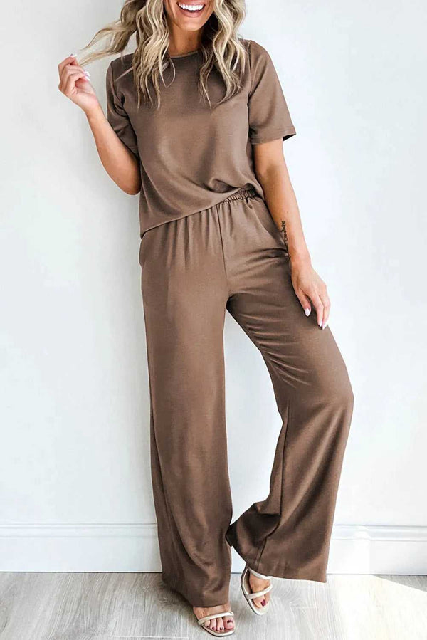 Featured image for Smoke Gray 2‑Piece Set Review: Solid T‑Shirt & Wide Leg Pants