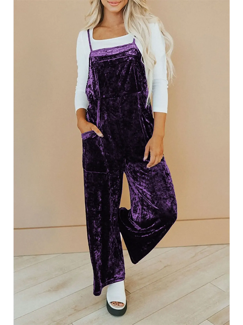 Wide-leg belted jumpsuit in purple