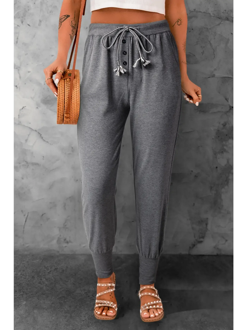 Stylish and comfortable women's lounge pants in grey, perfect for casual wear and relaxation