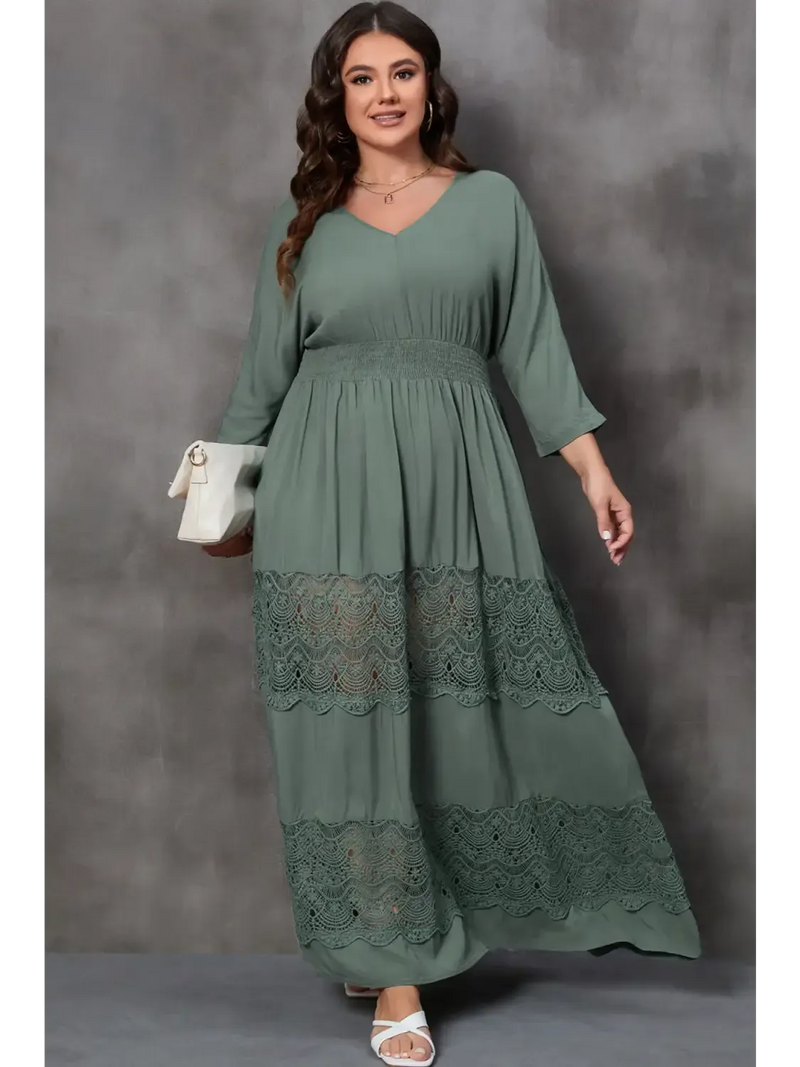 FashionFitz Plus Size collection featuring a stylish green maxi dress designed for curves plus size body positivity