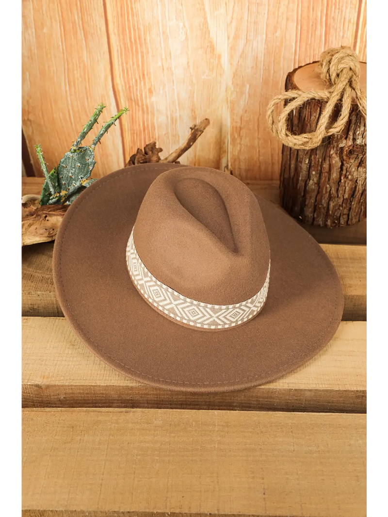 Elegant women's headwear collection featuring stylish brown hat with decorative band