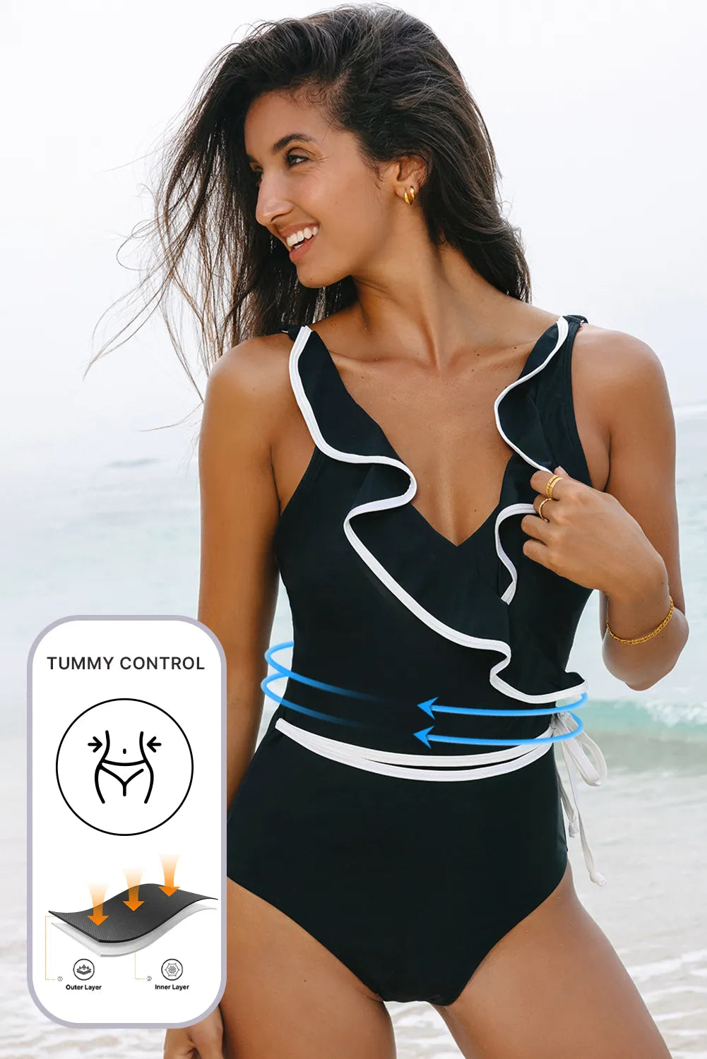 Ruffled One Piece Swimsuit - Fashionfitz